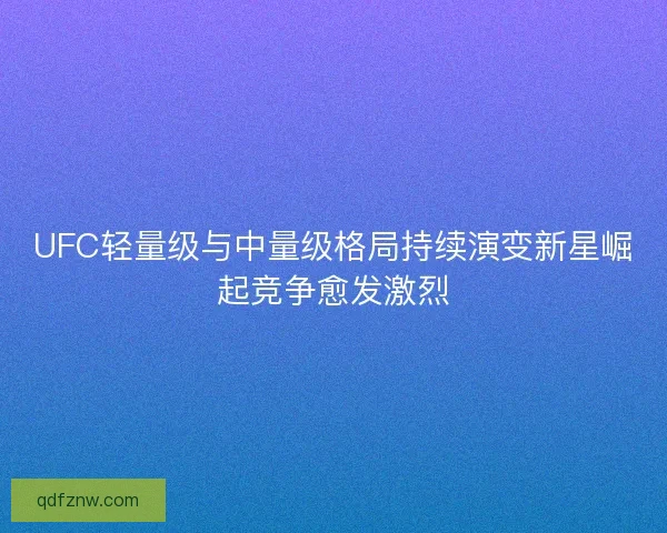 UFC轻量级与中量级格局持续演变新星崛起竞争愈发激烈 UFC轻量级与中量级格局持续演变新星崛起竞争愈发激烈