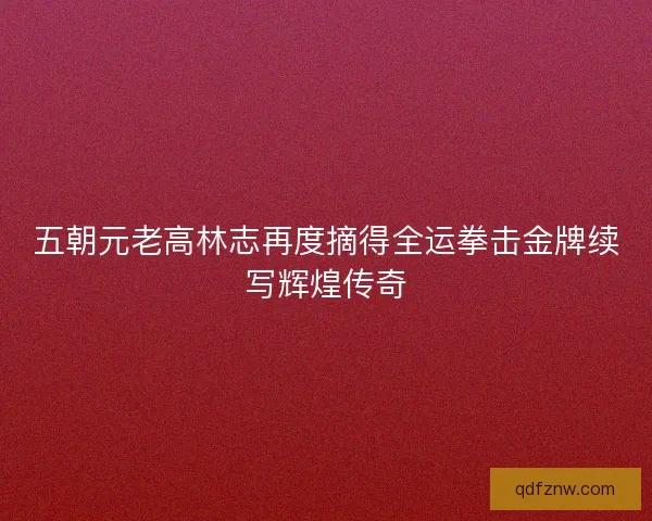 五朝元老高林志再度摘得全运拳击金牌续写辉煌传奇